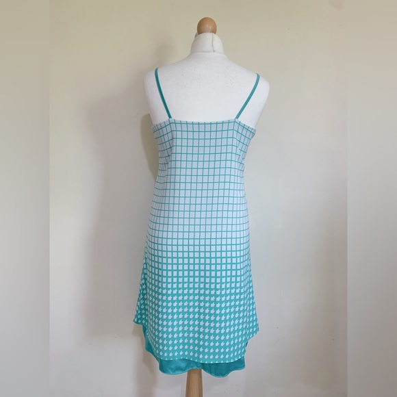 Lavish Alice Green Mint Slip Cami Dress Houndstooth Print Summer Size 10 - Picture 3 of 6
